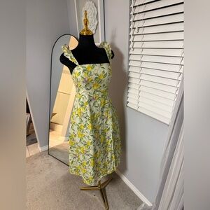 Women’s Lemon-Print Sundress in Yellow and Green